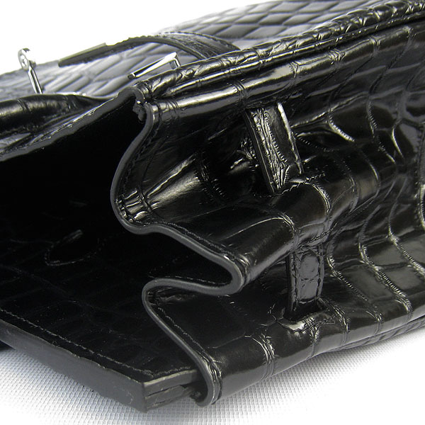 High Quality Fake Hermes Birkin 35CM Max Crocodile Veins Leather Bag Black 6089